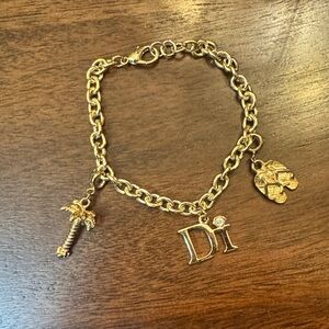 Gold Charm Bracelet with Palm Tree and Letter Charms